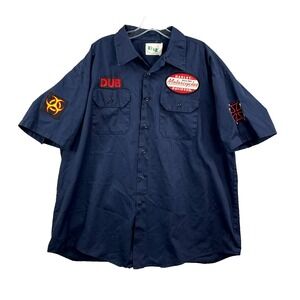 Vintage Key Shirt Mens 2XL Patches Harley Davidson Iron Cross Workwear Button Up